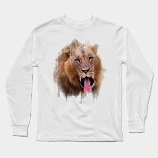 Lion Head Watercolor Long Sleeve T-Shirt